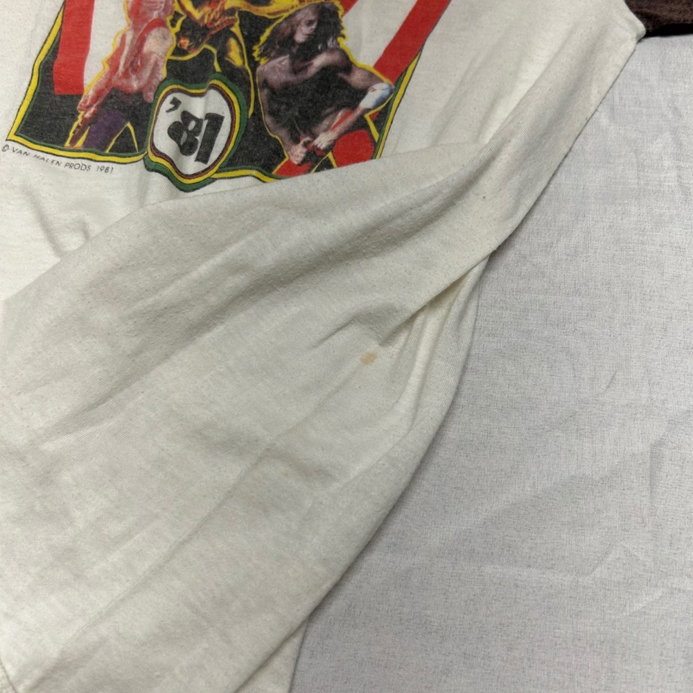 Vintage 1981 Van Halen Worldwide Tour Raglan T-Shirt Brown Cream 3/4 Sleeve Med - Picture 7 of 10